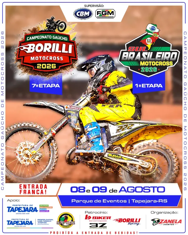 Imagem Tapejara recebe a 7ª etapa do Gaúcho Borilli e abre o Sul-Brasileiro de Motocross 2026